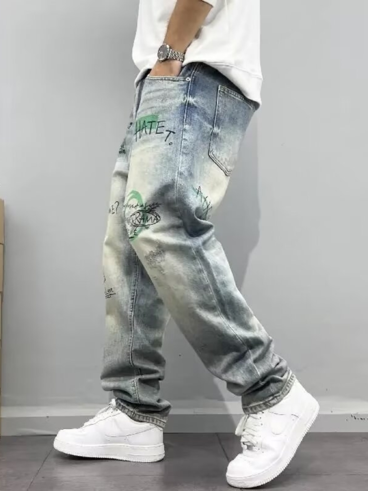 Streetwear Brand Denim - Retro Amerikaanse streetwear heren loszittende jeans