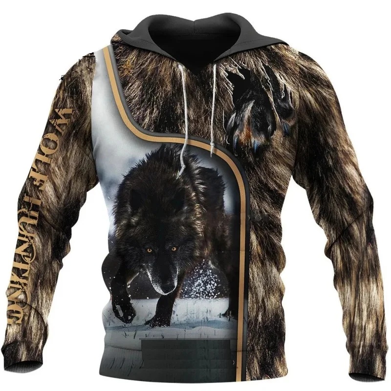 Streetwear Brand Tracksuit - Wolf bedrukte hoodies voor heren, 3D