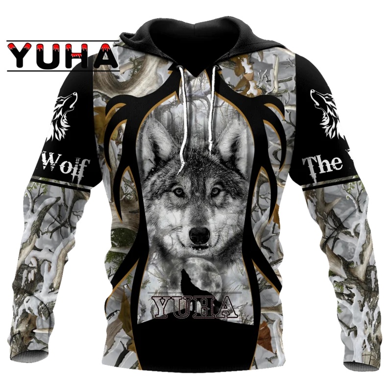 Wolf bedrukte hoodies voor her - Streetwear Brand Tracksuit recensie en prijs